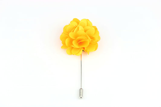 Yellow Satin Blend Flower Lapel Pin