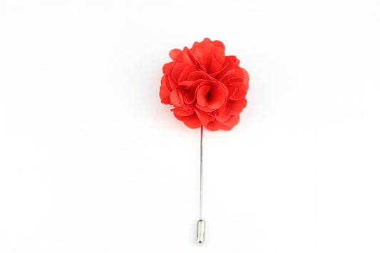 Red Satin Blend Flower Lapel Pin