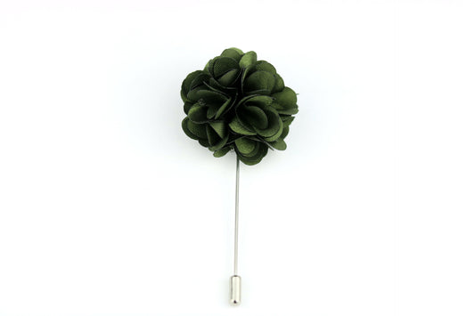 Green Satin Blend Flower Lapel Pin