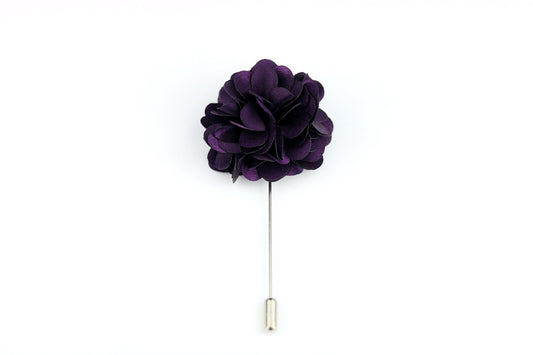 Purple Satin Blend Flower Lapel Pin