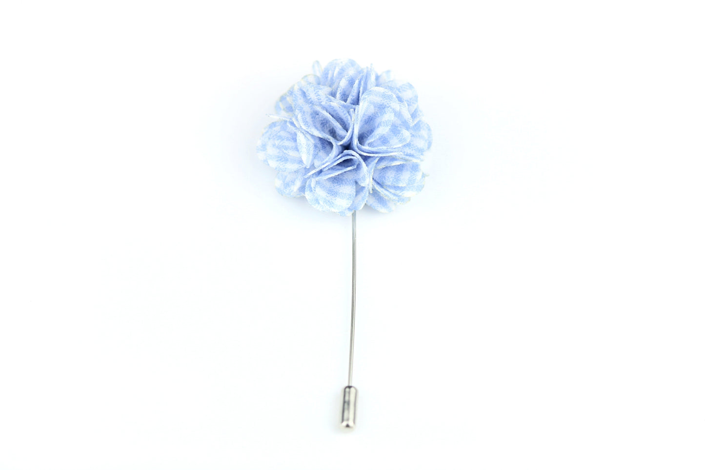 Light Blue Plaid Satin Blend Flower Lapel Pin