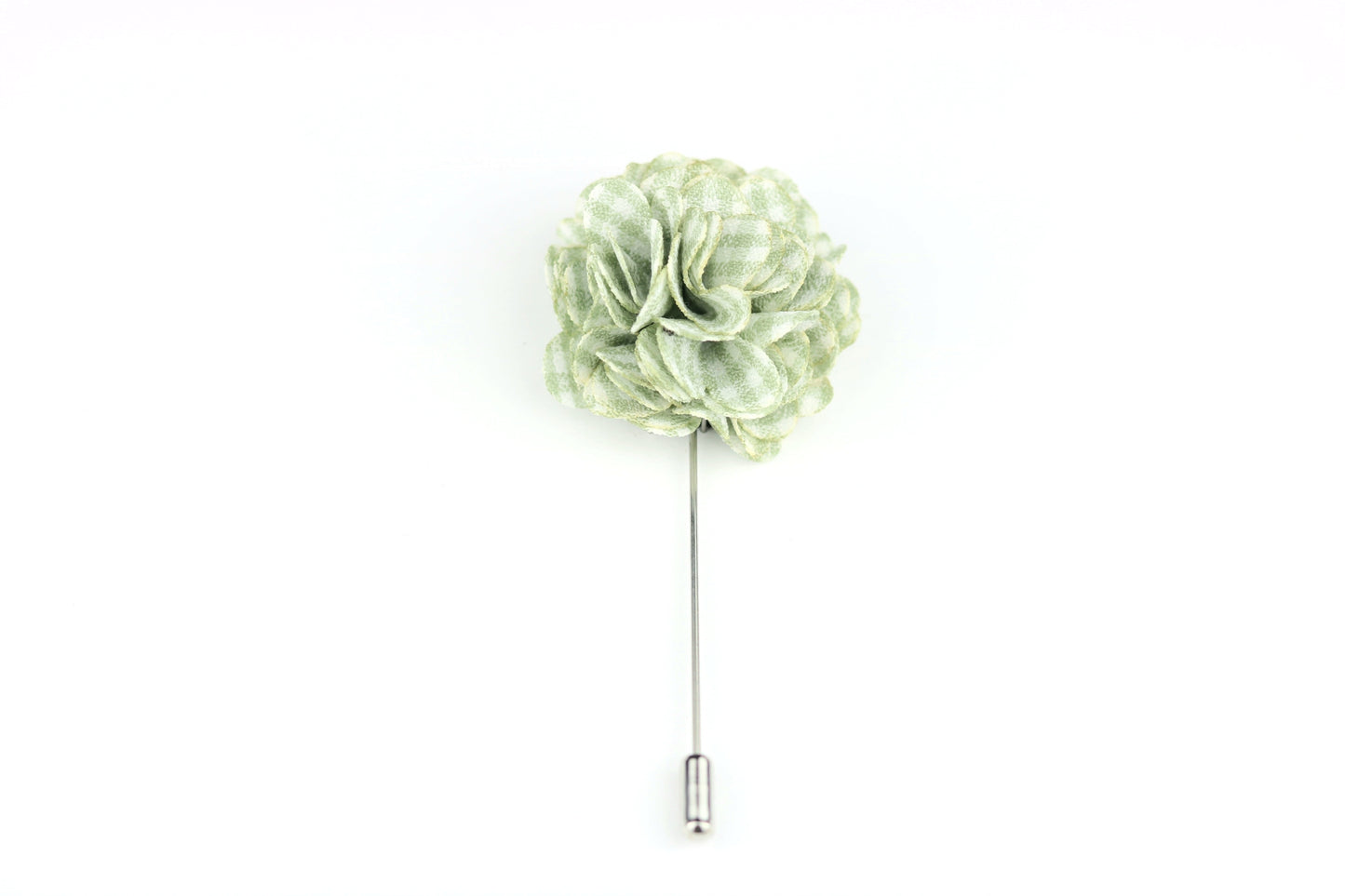Light Green Plaid Satin Blend Flower Lapel Pin