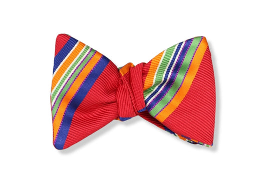 Sorohan Red Stripe Silk Bow Tie