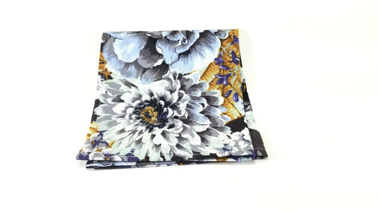 Brown Blue Floral Pocket Square