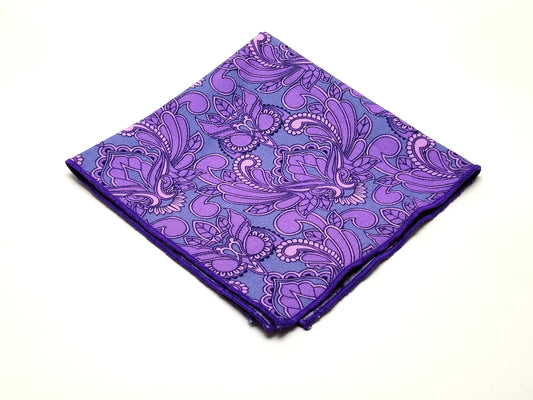 Paisley Purple Rolled Edge Pocket Square