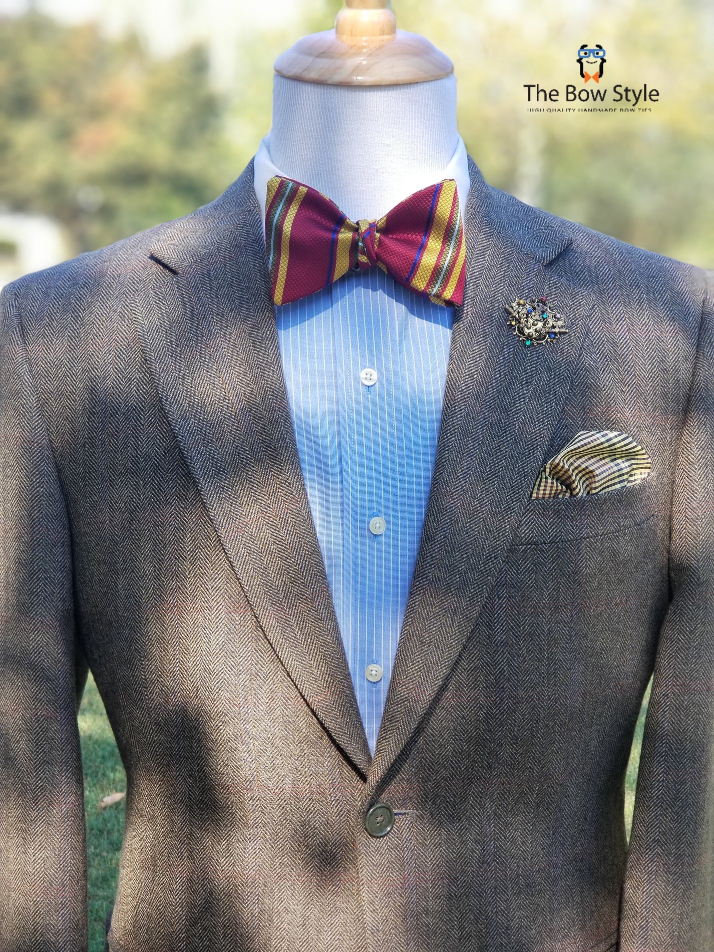 Bailey Burgundy and Stripes – The Bow Style