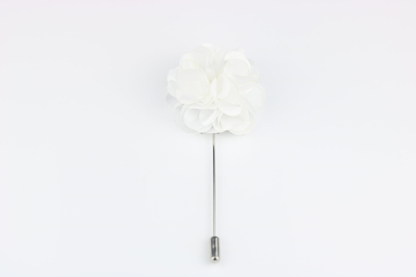White Satin Blend Flower Lapel Pin