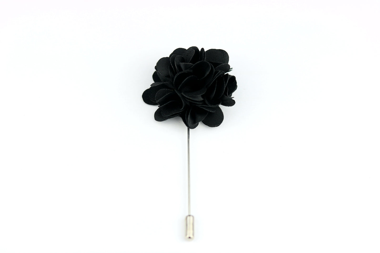 Black Satin Blend Flower Lapel Pin