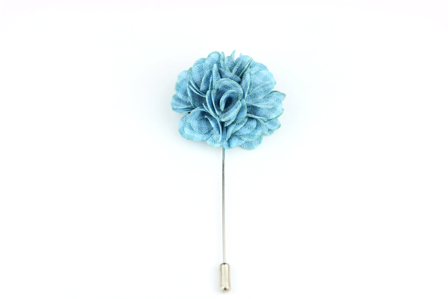 Aqua Plaid Satin Blend Flower Lapel Pin