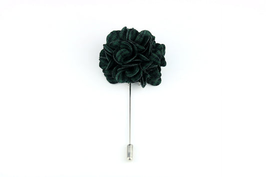 Green Plaid Satin Blend Flower Lapel Pin