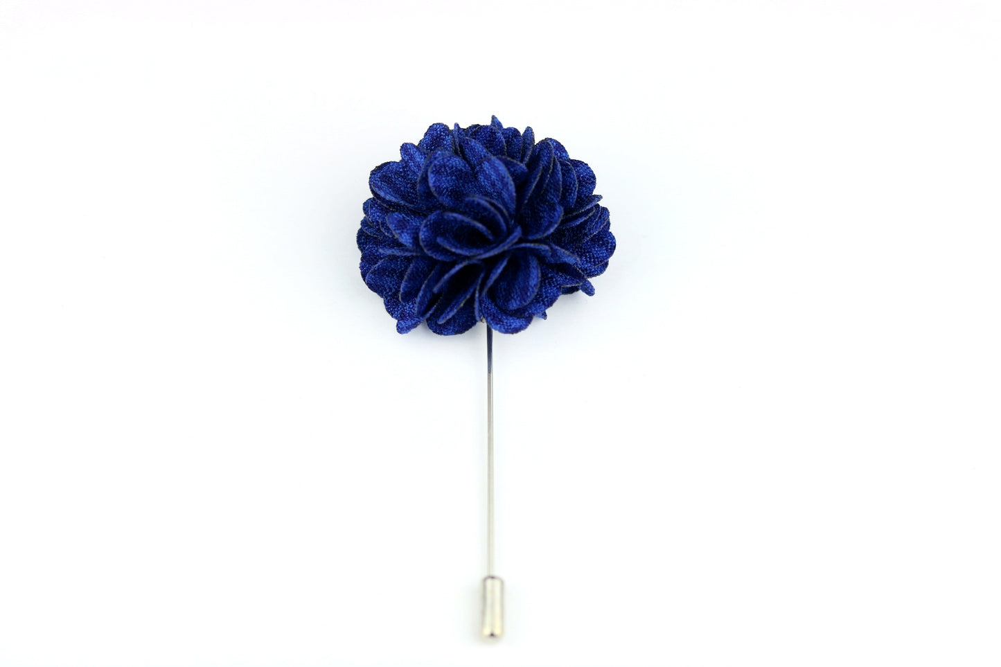 Blue Plaid Satin Blend Flower Lapel Pin