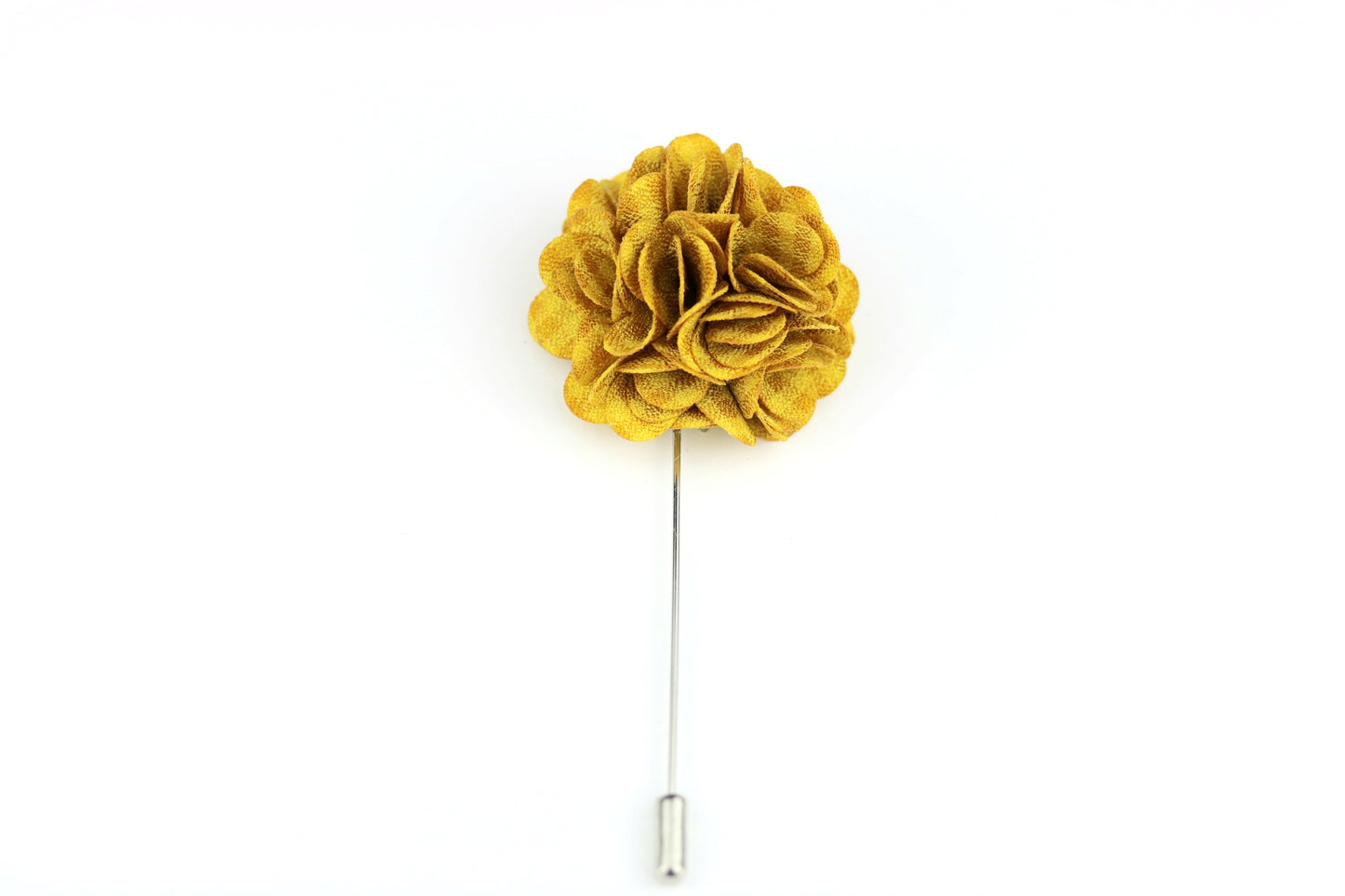Mustard Yellow Plaid Satin Blend Flower Lapel Pin