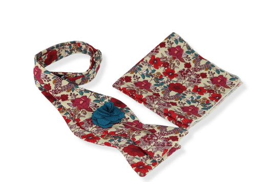 Canbury Floral Bow Tie, Pocket Square and Lapel Pin Set