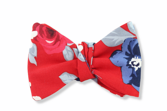 Toluca Red Floral Butterfly Bow Tie