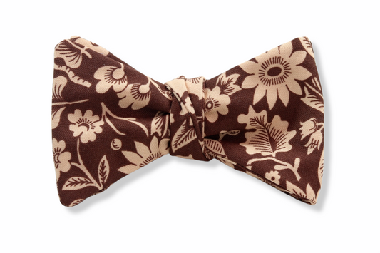 Belyles Brown Floral Butterfly Bow Tie
