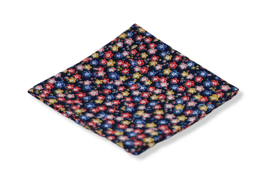 Navy Floral Pocket Square