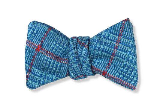 Blue and Red Tartan Butterfly Bow Tie