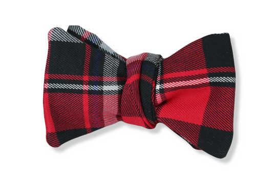 Red, Black & Gray Tartan Butterfly Bow Tie