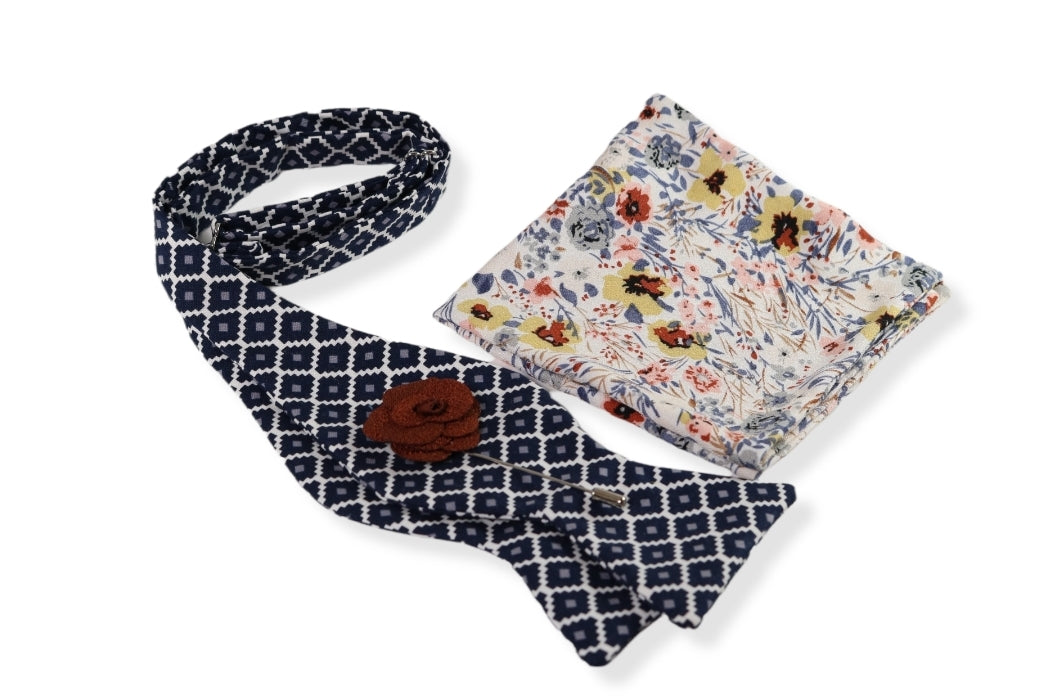 Sumiya Bow Tie, Pocket Square and Lapel Pin Set
