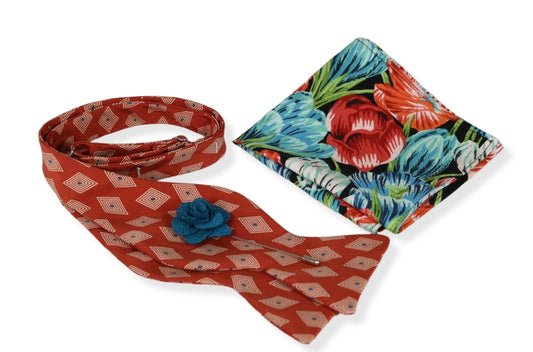 The Berkshire Diamond Bow Tie, Pocket Square and Lapel Pin Set